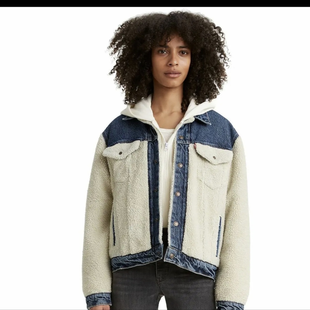 LEVI'S jackets EX-BOYFRIEND Pieced Sherpa Trucker Jacket "All Goes Wool"